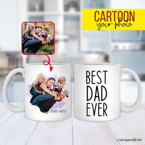 Aangepaste vadermok voor vader Verjaardagscadeau-ideeën voor vaderdag Speciaal cadeau Foto cartoon koffiekopje Uniek ontwerp op maat gemaakte keramische mok portret