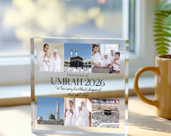 Personalized 6x6 Umrah Printed Acrylic Plaque, Memories of Umrah 2026, Custom Heart Photo Gift, Islamic Home Decor, Muslim Family Keepsake