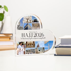 Heart Shaped Acrylic Hajj Photo Display: Islamic Keepsake Gift, Memories of Hajj 2026