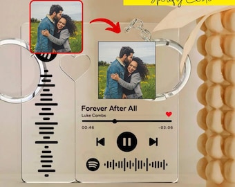Personalised Scannable Music Code Gift with Picture Keychain, Memorable Unique Gift Ideas for Beloved Ones