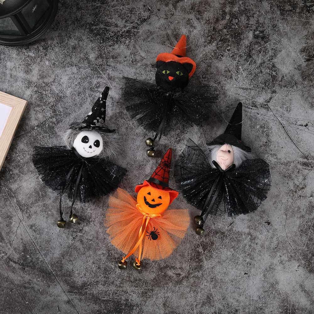 Th Halloween Witch Doll Hanging Mini Plush Decoration 4pcs,mixed Color