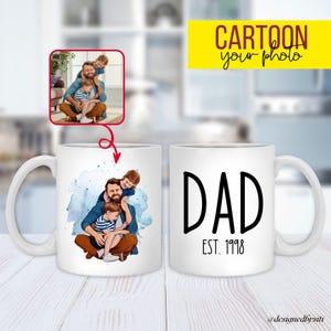 Benutzerdefinierte Papa Becher Foto Geschenk für Vater Geburtstagsgeschenk für Papa Kaffeetasse Trinkgefäß Küche Dekor Familienandenken Cartoon Portrait