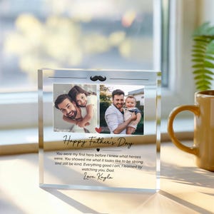 Personalized Father’s Day Photo Acrylic Plaque, Custom First Hero Dad Gift with Message, Acrylic Block Gift for Dad from Daughter