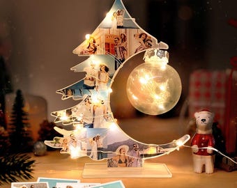 Custom LED Christmas Tree Photo Lamp, Personalised Photo Night Light, Home Decor Gift Ideas