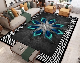 Baseball and Stars Indoor Area Rug 5'2x4' Living Room Non-Slip Carpets Bedroom Sofa Floor Mat Decoration for Home 
