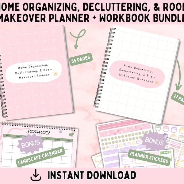 Home Organizing Planner and Workbook Bundle | Printable Home Organizing, Decluttering Workbook
