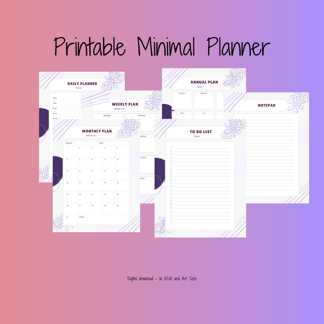 Minimal Purple Planner Printable Pages Digital Download - Etsy