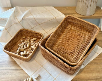 Halloween Snack Basket Set Gift Rattan Woven Fruits Basket Wooden Fruit Bowl Decorative Bread Serving Trays Birthday Wedding Gift for Her