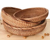 Rattan Bowl Bread, Fruits Basket Storage, Rattan Serving Tray, Wicker Storage Basket, Decorative Trays for Coffee Table, Housewarming Gift