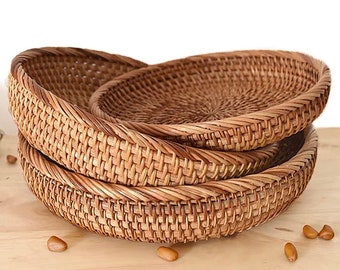 TOPBATHY 1 Pc Handmade Rattan Fruit Basket,Food Storage Bowls,Snack Serving Bowl,for Bar Home Kitchen TOPBATHY 1 Pc Handmade Rattan Fruit Basket,Food Storage Bowls,Snack Serving Bowl,for Bar Home Kitchen
