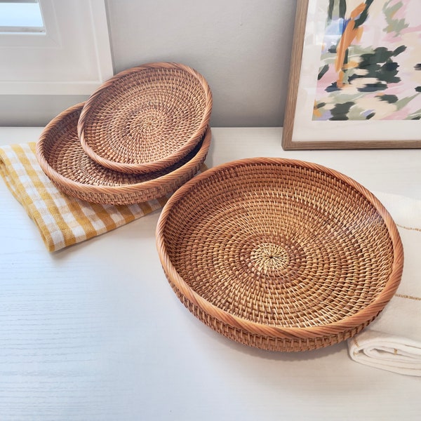 Panier cadeau fait à la main pour servir de la nourriture, du pain aux fruits, cadeaux de pendaison de crémaillère, panier en osier tissé, bol décoratif, plateau fourre-tout pour table basse