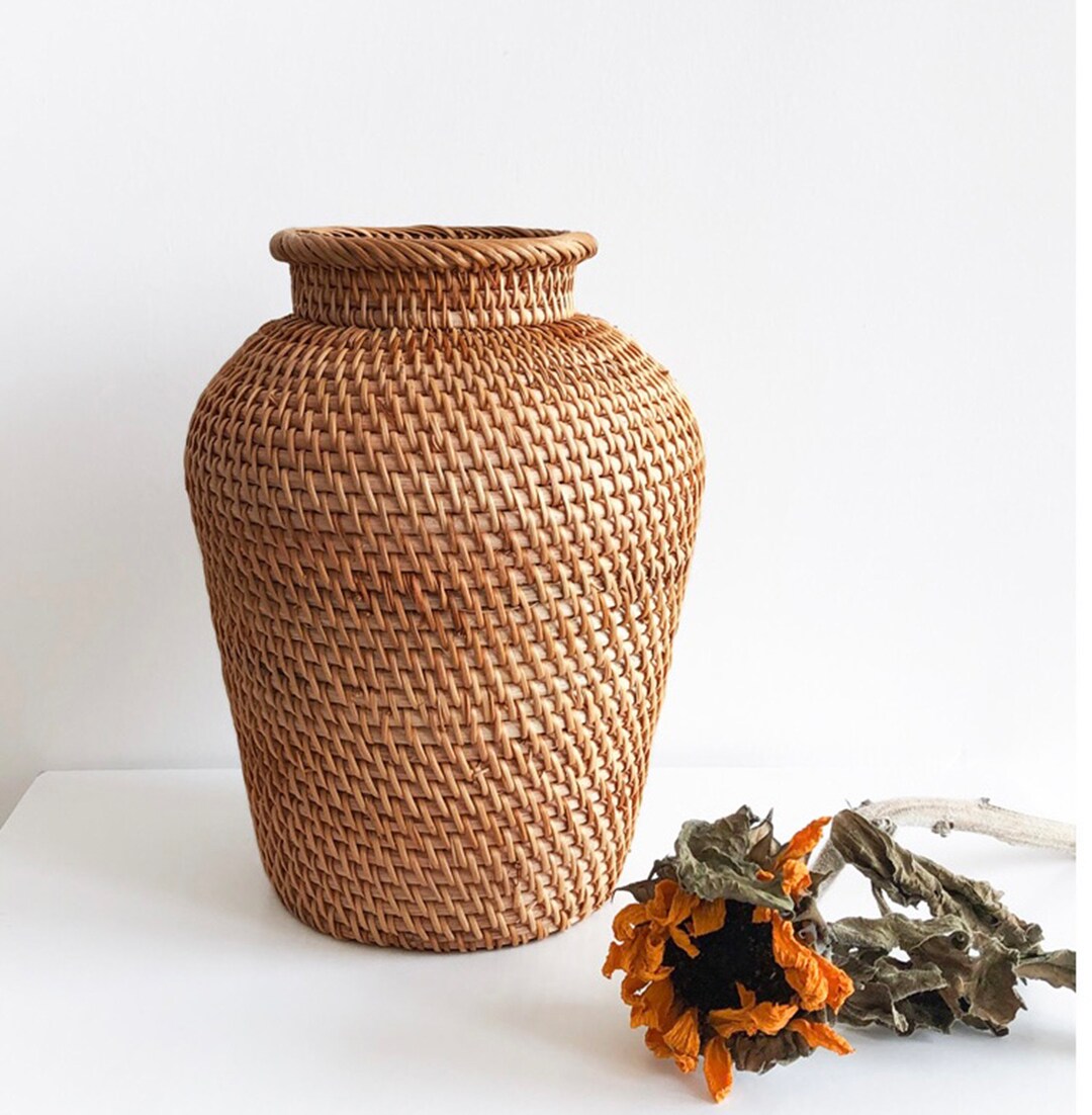 Rattan Floor Vases for Dry Flowers Handmade Vase Boho Decor Etsy