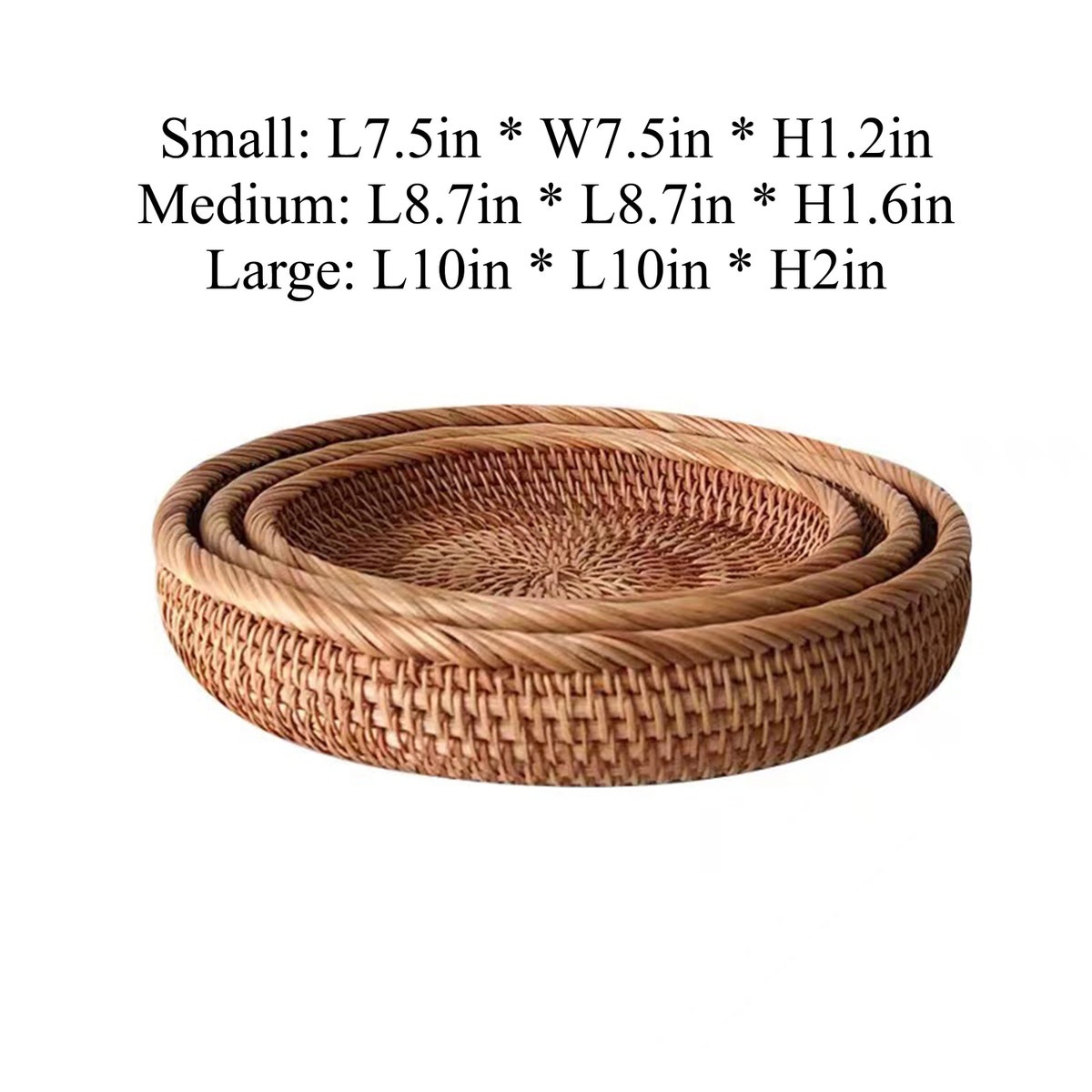 Rattan Basket Centerpiece Small Round Shallow Basket Set Gift Wood Woven Storage Fruit Bowls Wicker Decorative Serving Tray for Coffee Table - Etsy