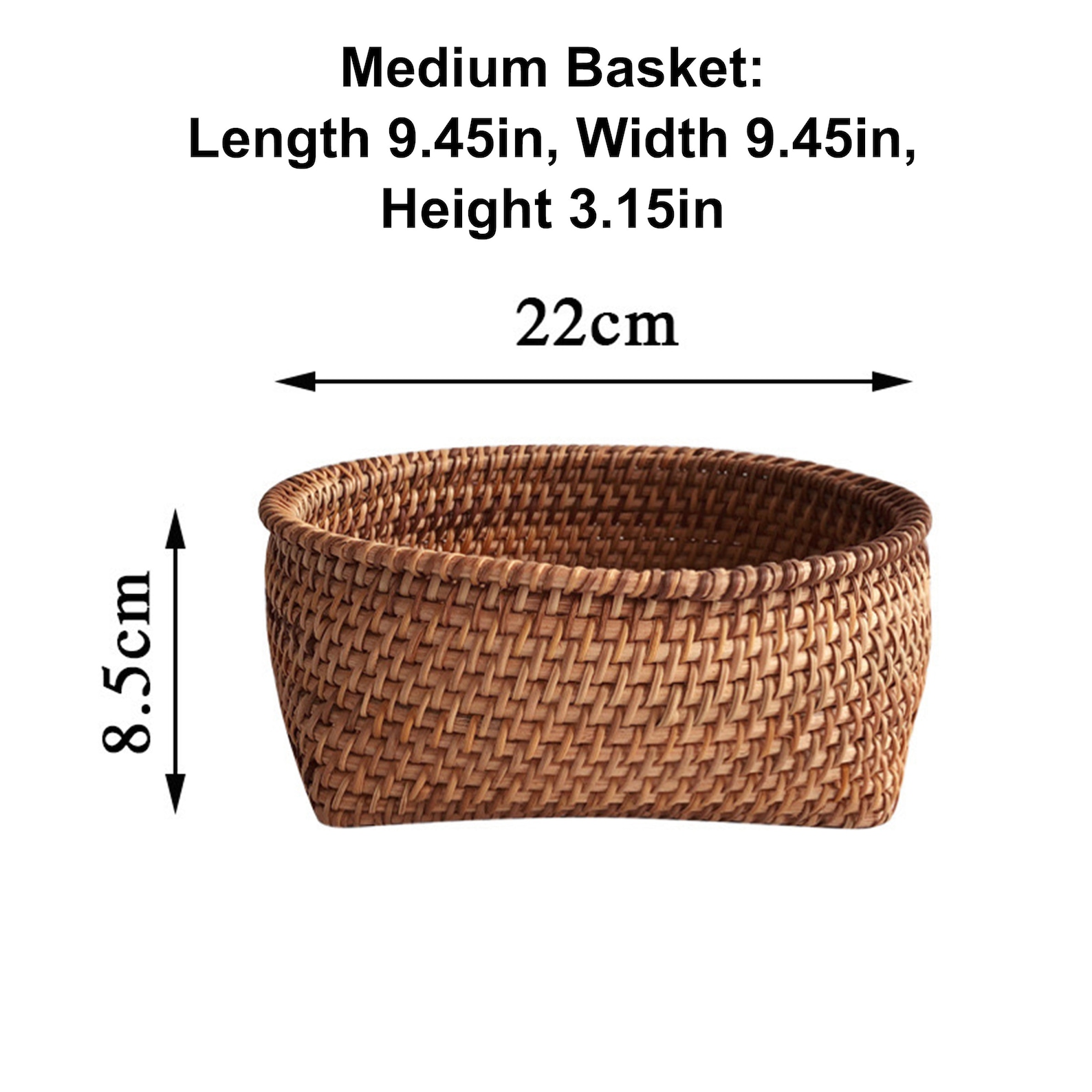 Bread Baskets and Bowls for Serving Wicker Round Basket Rattan Baskets for Storage Kitchen Counter Basket Set for Serving Food Bread Fruits - Medium 9.45in