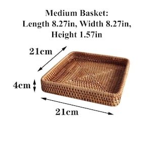 Rattan Woven Trays Baskets Wicker Wooden Serving Tray Fruits Basket Rectangular Dry Fruit Platter Montessori Tray Bread Storage Baskets Bins image 7