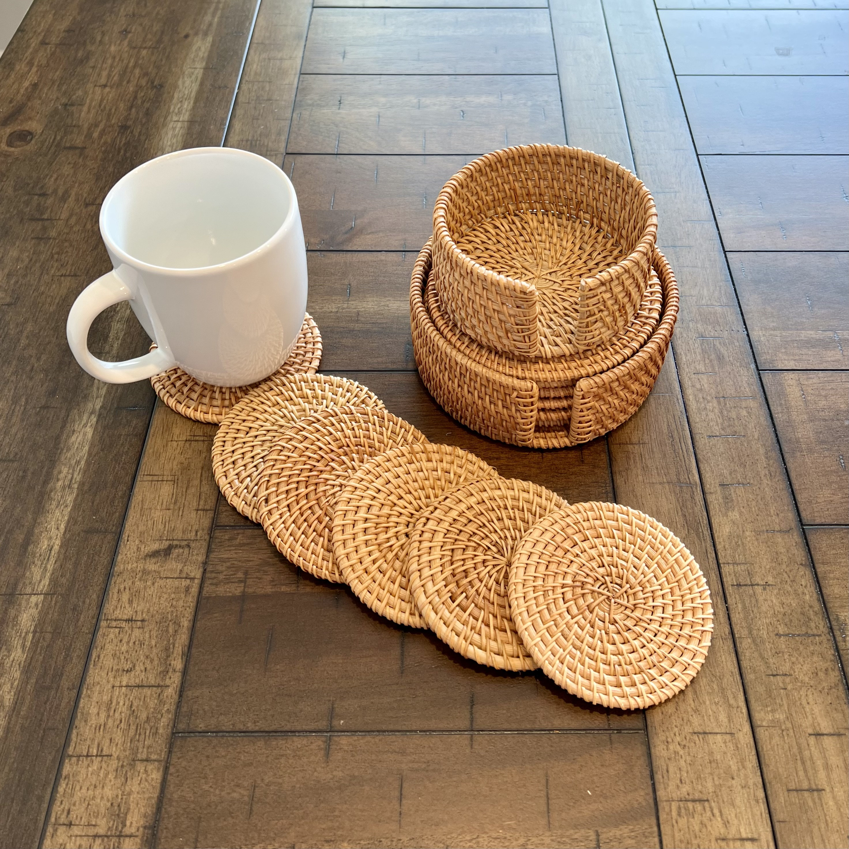 Buy Wholesale China 100% Natural Customized Kitchen Round Tea Cup Pads Set  Bamboo Wood Placemats Coasters For Drinks & Round Bamboo Placemats at USD 3