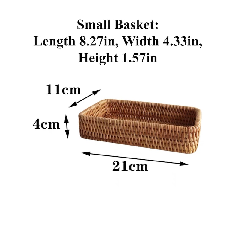 Rattan Woven Trays Baskets Wicker Wooden Serving Tray Fruits Basket Rectangular Dry Fruit Platter Montessori Tray Bread Storage Baskets Bins image 6