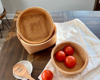 Cesta de mimbre, regalo para mamá, cesta tejida a mano, decoración del hogar, juego de cesta de regalo hecha a mano para el Día de la Madre o cumpleaños.