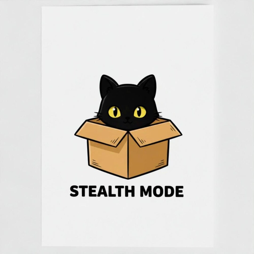 Funny Cat Birthday Card | "stealth Mode" Cat in a Box | Humorous Animal ...