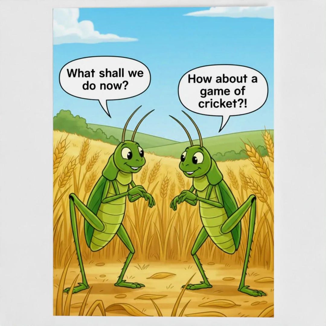Funny Cricket Birthday Joke Card | Crickets Like to Play a Game of ...