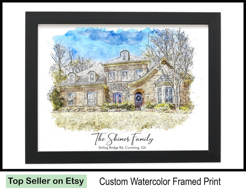 Custom House Portrait, Personalized Gift for Clients, Personalized Realtor Closing Gift, New Home Gift, Realtor Gift Buyers or Sellers image 5