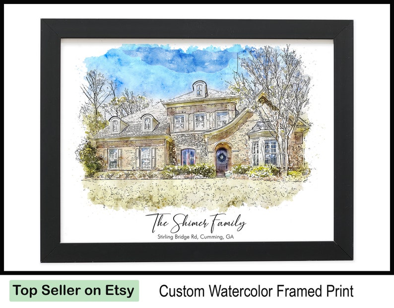 Custom House Portrait, Personalized Gift for Clients, Personalized Realtor Closing Gift, New Home Gift, Realtor Gift Buyers or Sellers image 6