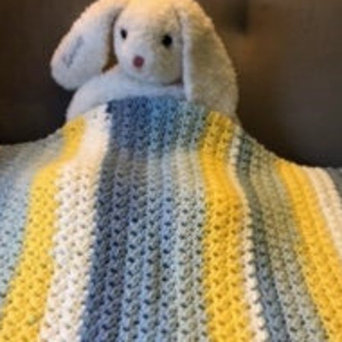 Blue Handmade Crochet Baby Boy Blanket Etsy