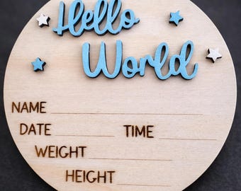 Hello World Baby Announcement Sign