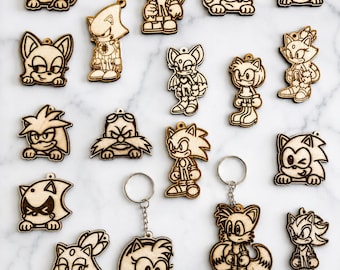 Sonic Wooden Keychain