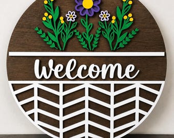 Handcrafted Round Welcome Door Sign