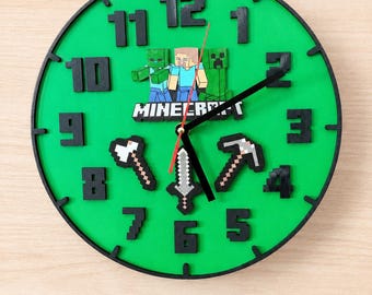 Minecraft-Inspired Handmade Wall Clock