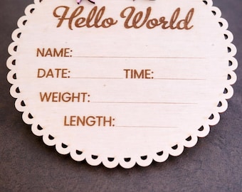 Baby Announcement "Hello World" Sign