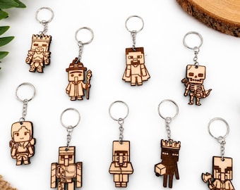 Minecraft Wooden Keychain