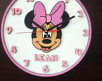 Handmade Mickey/Minnie Mouse Wooden Wall Clock
