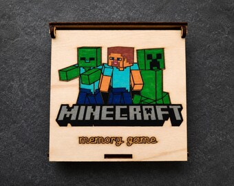 Minecraft-Inspired Wooden Memory Matching Game | Handmade Kids Memory Game | Wooden Matching Puzzle | Gamer Gift | Birthday Gift