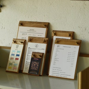 A4/A5 Menu Stand, Wooden Cafe Menu Board, Restaurant Clipboard