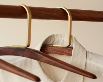 Clothes Hanger, Wooden Brass Clothing Hanger, Non Slip Clothes Rack, Wood Coat Hangers, Suspension Hangers, Housewarming Gifts