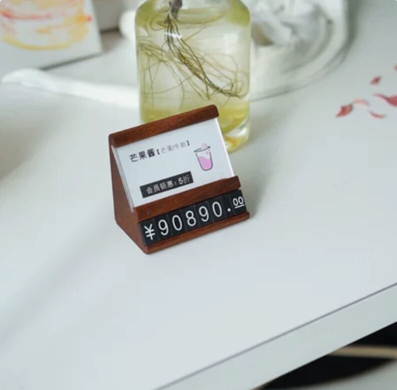 Dual Use Price Tag and Product Display Holder, Wood Product Price