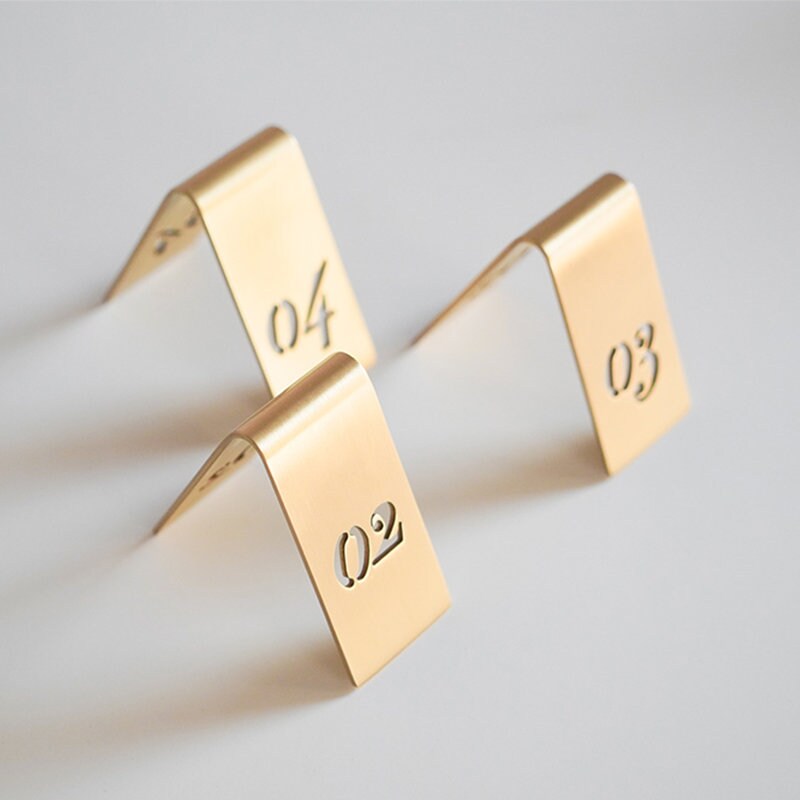 Brass Table Number Plates, Cafe Table Numbers, Doublesided Restaurant