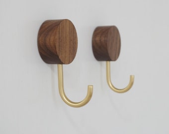 Walnut Wall Decorative Hook, Brass Towel Hook, Bathroom Accessories