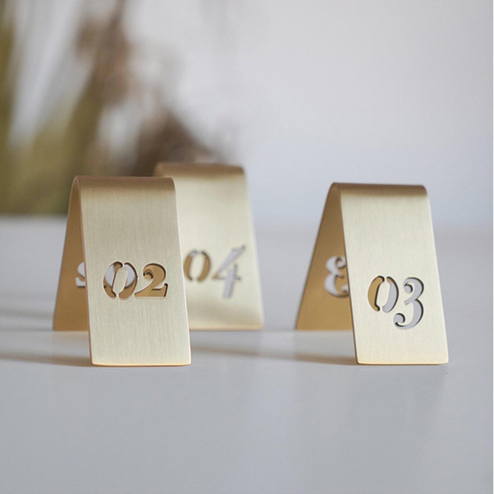 Brass Table Number Plates, Cafe Table Numbers, Doublesided Restaurant
