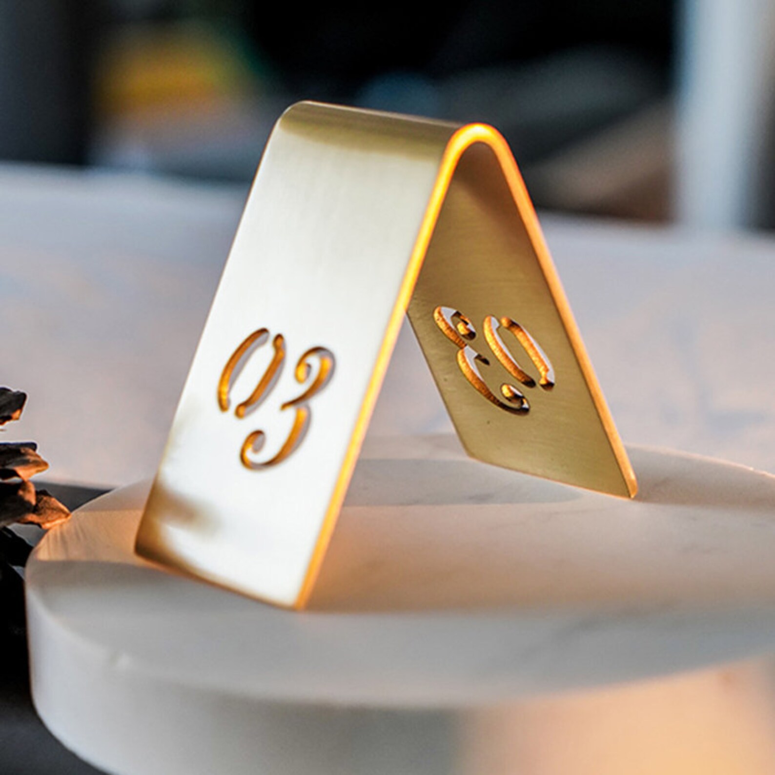 Brass Table Number Plates, Cafe Table Numbers, Doublesided Restaurant