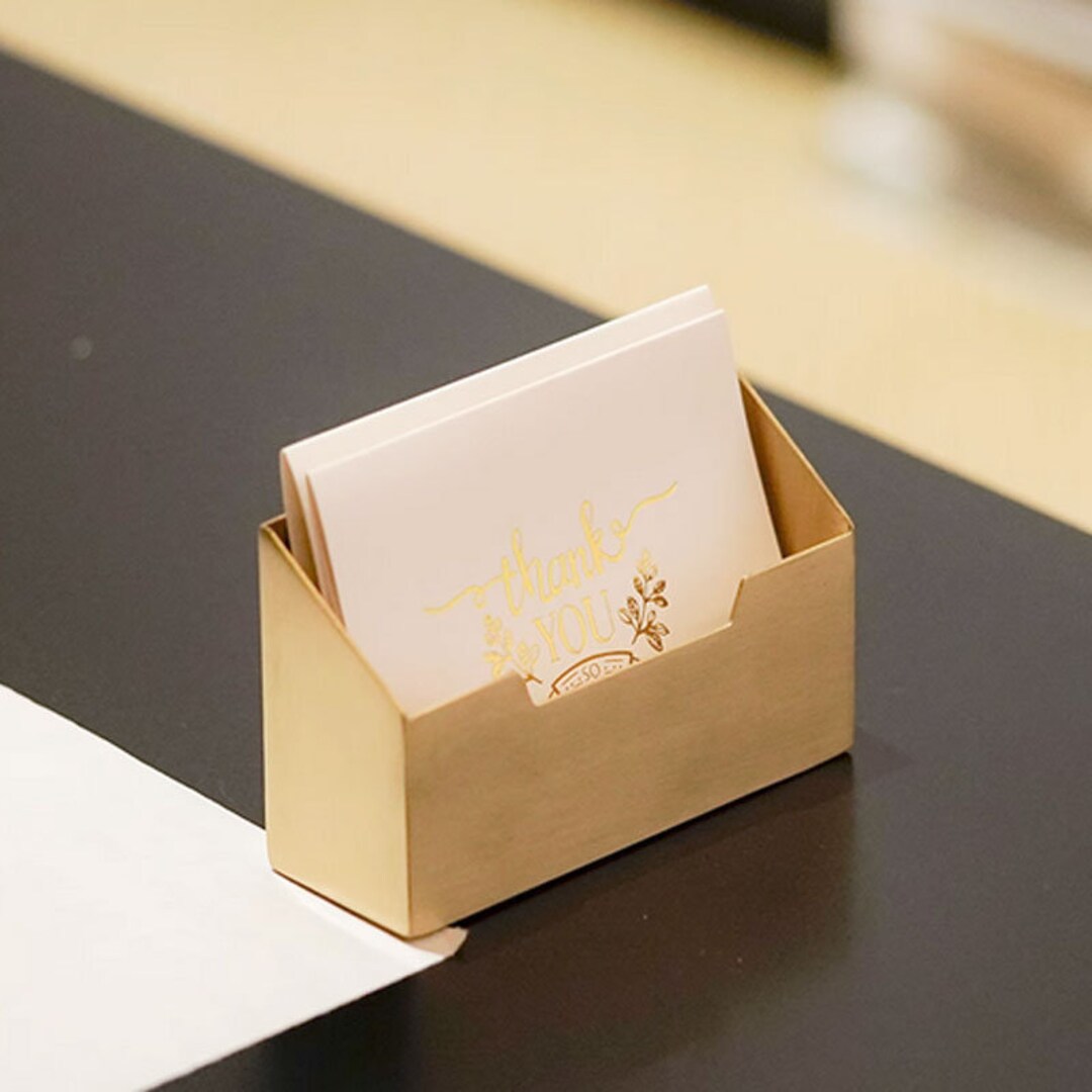Brass Office Desk Card Holder Customizable Logo Ideal Gift Etsy