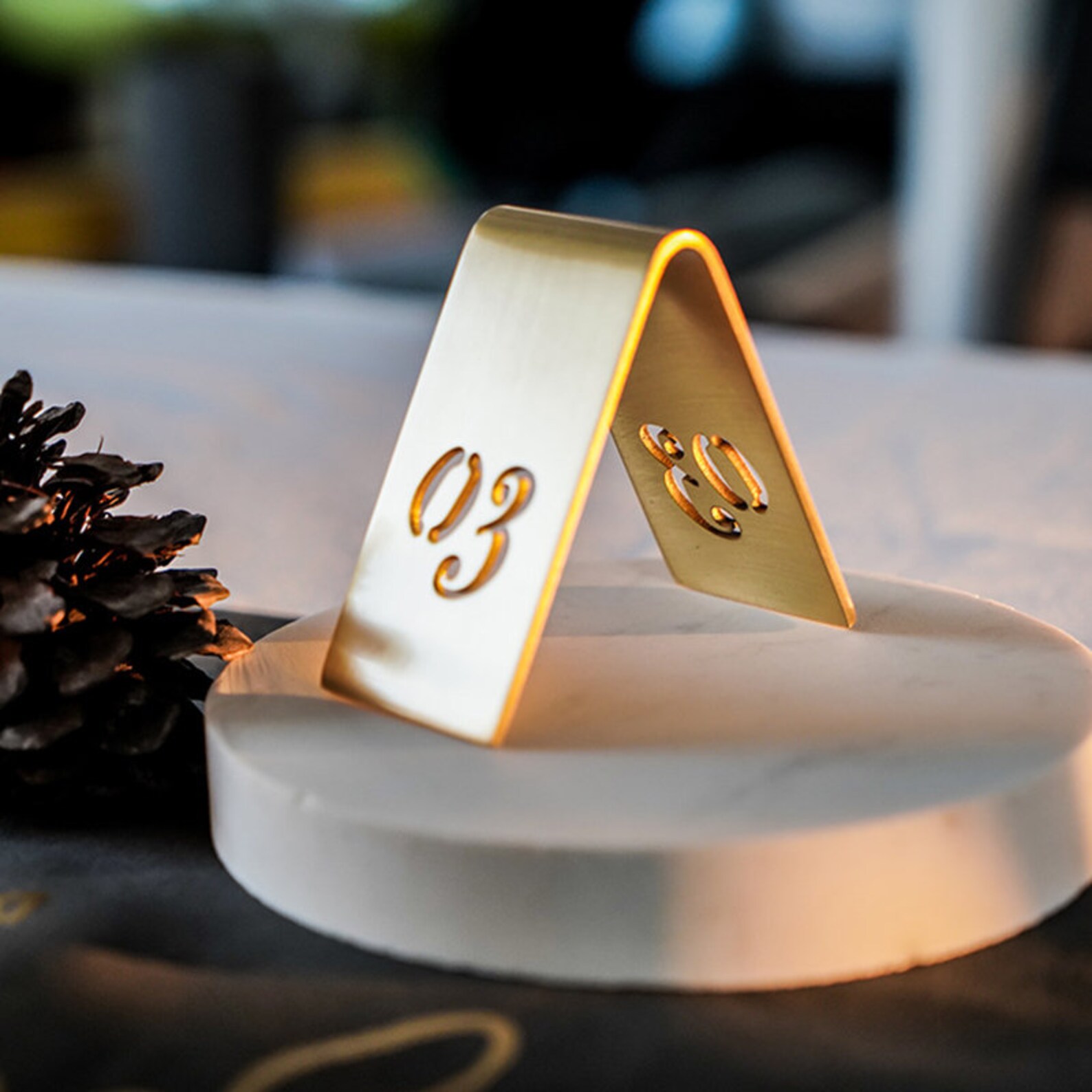 Brass Table Number Plates, Cafe Table Numbers, Doublesided Restaurant