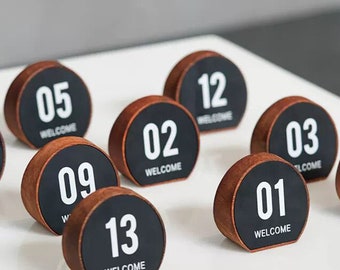 Wooden Reserved Signs for Tables | Wood Wedding Table Number | Round Reserved Table Sign | Rustic solid wood table numbers | Coffee Bar Sign
