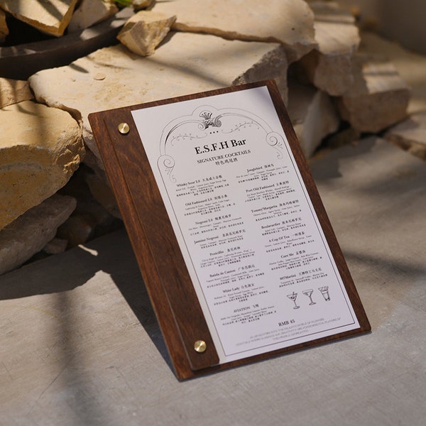 Wooden Menu Holder, Restaurant Menu Board, Mini Clipboard