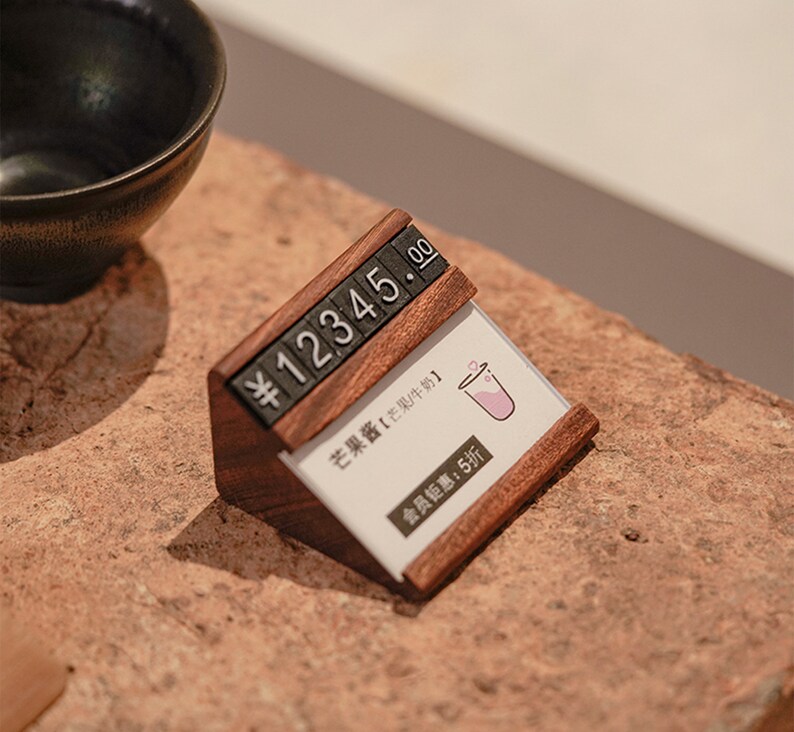 Dual Use Price Tag and Product Display Holder, Wood Product Price