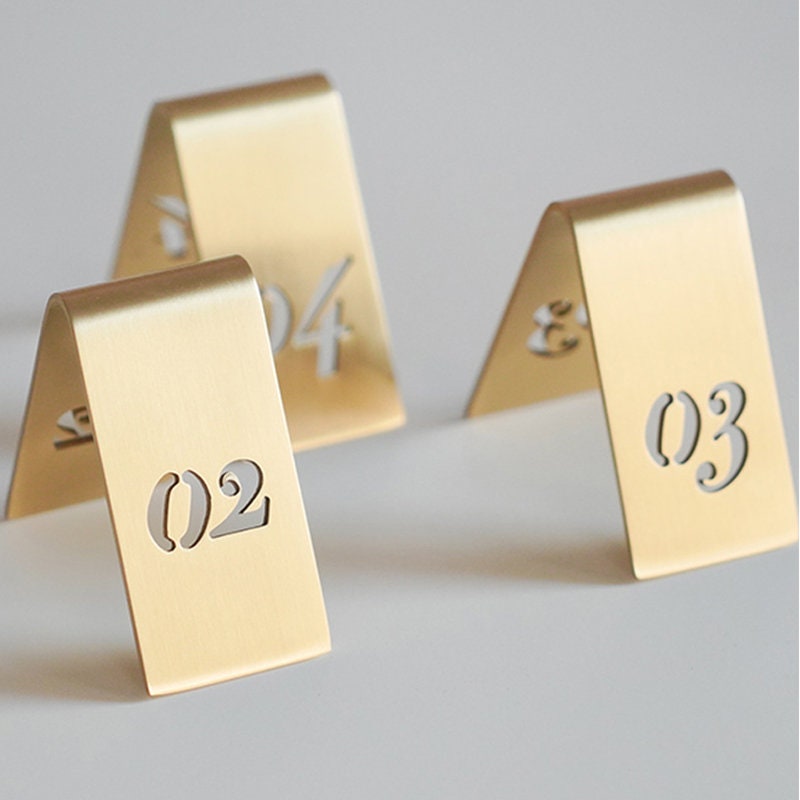 Brass Table Number Plates, Cafe Table Numbers, Doublesided Restaurant