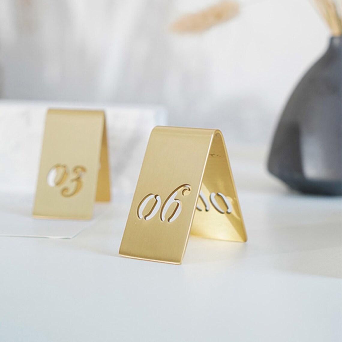 Brass Table Number Plates, Cafe Table Numbers, Doublesided Restaurant