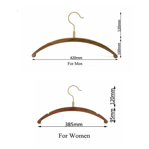 Solid Wood Hangers Brass Non-Skid Clothing Store Men's and Women's